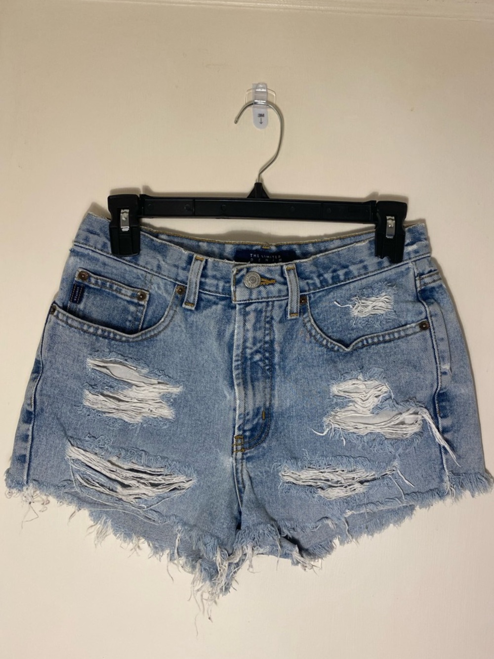 The Limited Light Blue Distressed Denim Shorts
